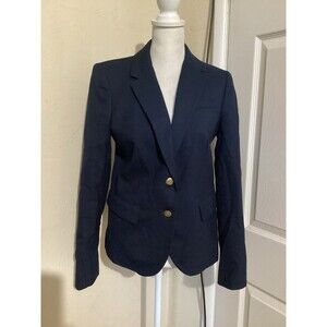 J Crew Original Schoolboy Wool Blend Blazer Navy Blue Gold Buttons 4